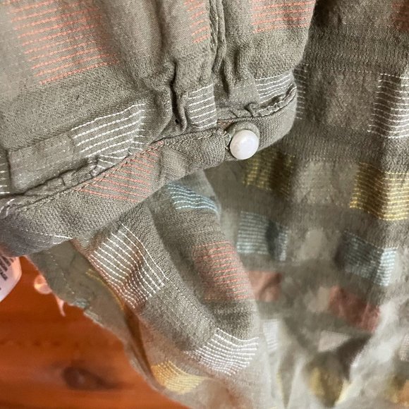 Prana green square printed sustainable blouse Size Medium - Picture 4 of 8